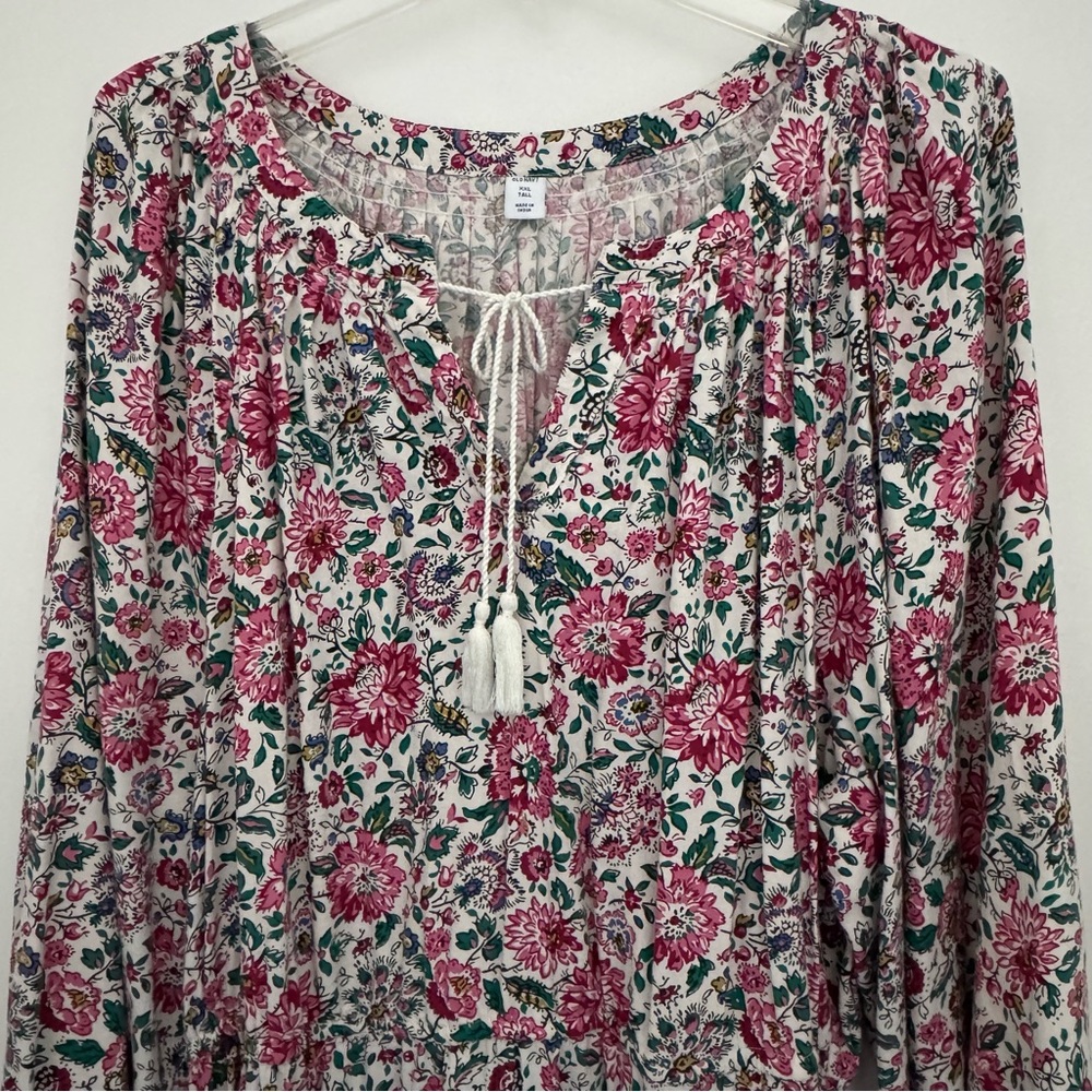 Old Navy Pink and White Floral Long Sleeve Dress festival, summer sundress - Picture 3 of 16